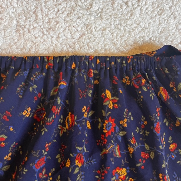 Madewell Climbing Vine Faux Wrap Skirt Midi Hi Low Navy Blue Floral Print 12 - Picture 5 of 8
